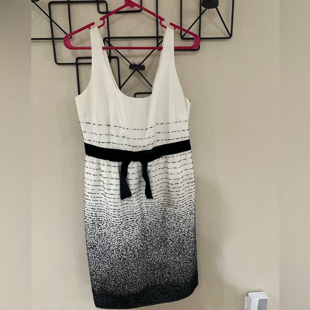 White and black Kate Spade Dress with velvet bow